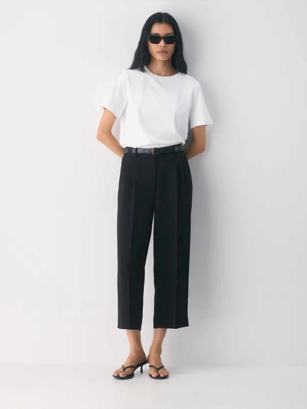 Wilfred Black Wide-Leg Cropped Trousers